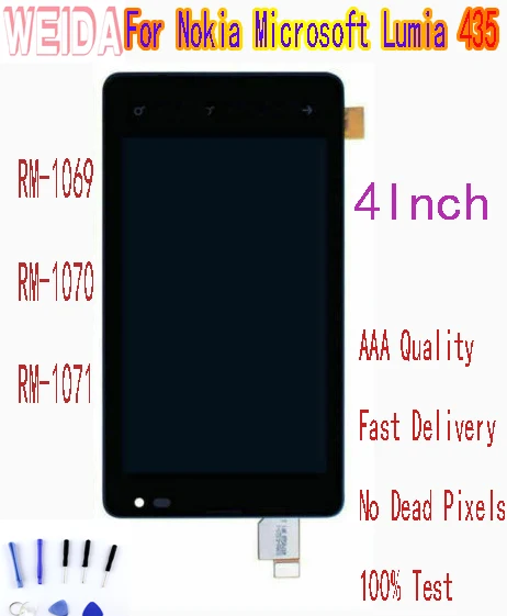 WEIDA/4 "для Nokia Microsoft Lumia 435 ЖК-дисплей сенсорный экран дигитайзер для сборки рамка