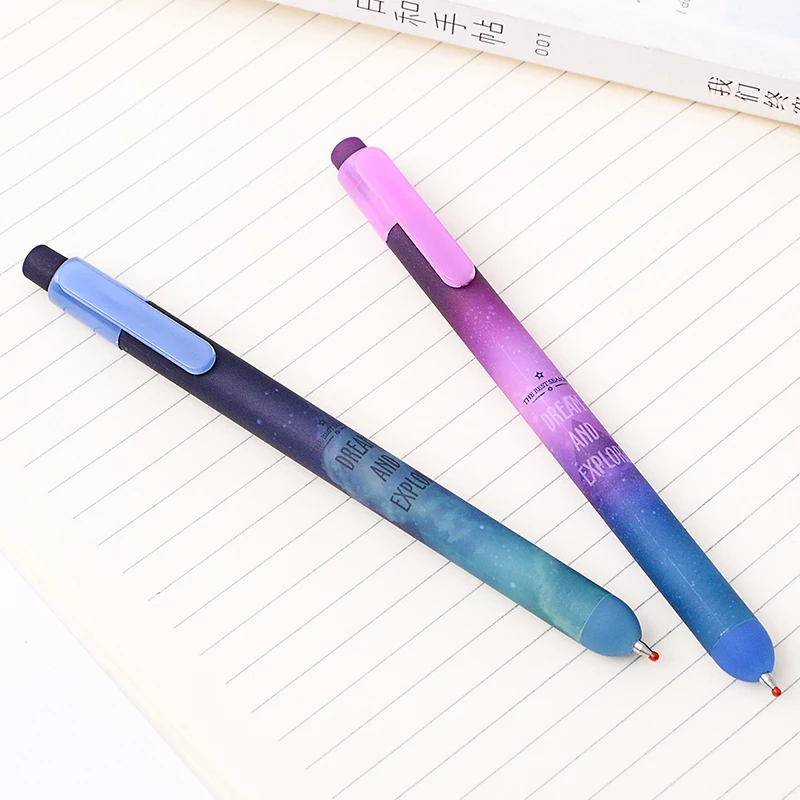 6 pcs/lot Beautiful Starry Sky Gel Pens Creative Star Dream Explore Black Ink Pens Student Writing Stationery Gift School Office