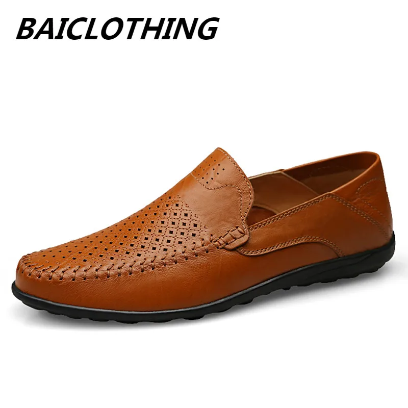 Большие размеры дышащие лоферы мужские Кожаные сникерсы без шнуровки мокасины