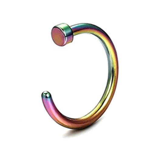 Color 6 1 шт Медицинский стальной поддельный нос кольцо Labret губы кольцо C клип губы пирсинг Спираль пирсинг для пупка искусственное кольцо для носа 0,8x8 мм - Окраска металла: Color 6