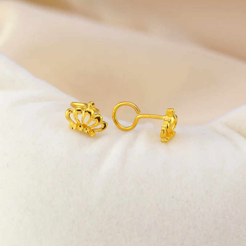 BHD 24K серьги из чистого золота настоящий AU 999 твердые золотые серьги Элегантные, с короной высококлассная Модная классика ювелирные изделия Новинка