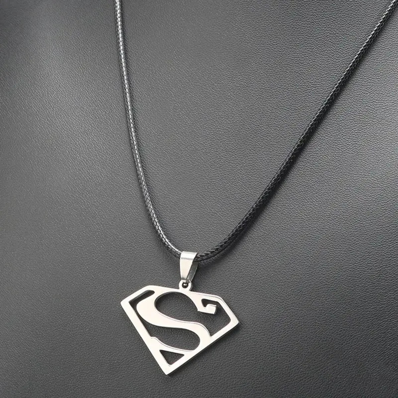 Super man TANGYIN очаровательное мужское ожерелье из нержавеющей стали длинная кожаная веревка Супермен крест ожерелье в стиле панк с подвеской для мужчин и женщин ювелирные изделия - Окраска металла: Super man