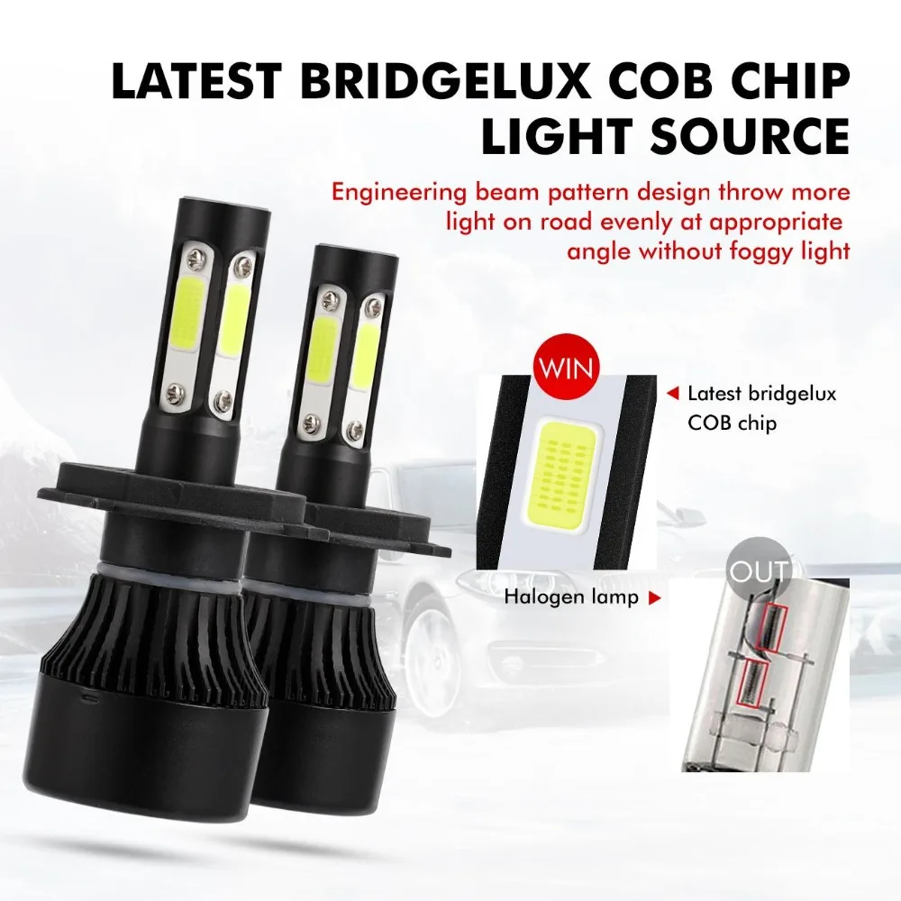 Oslamp H4 Hi lo автомобильная светодиодная лампа для фары 4 стороны 100 Вт 10000lm Авто