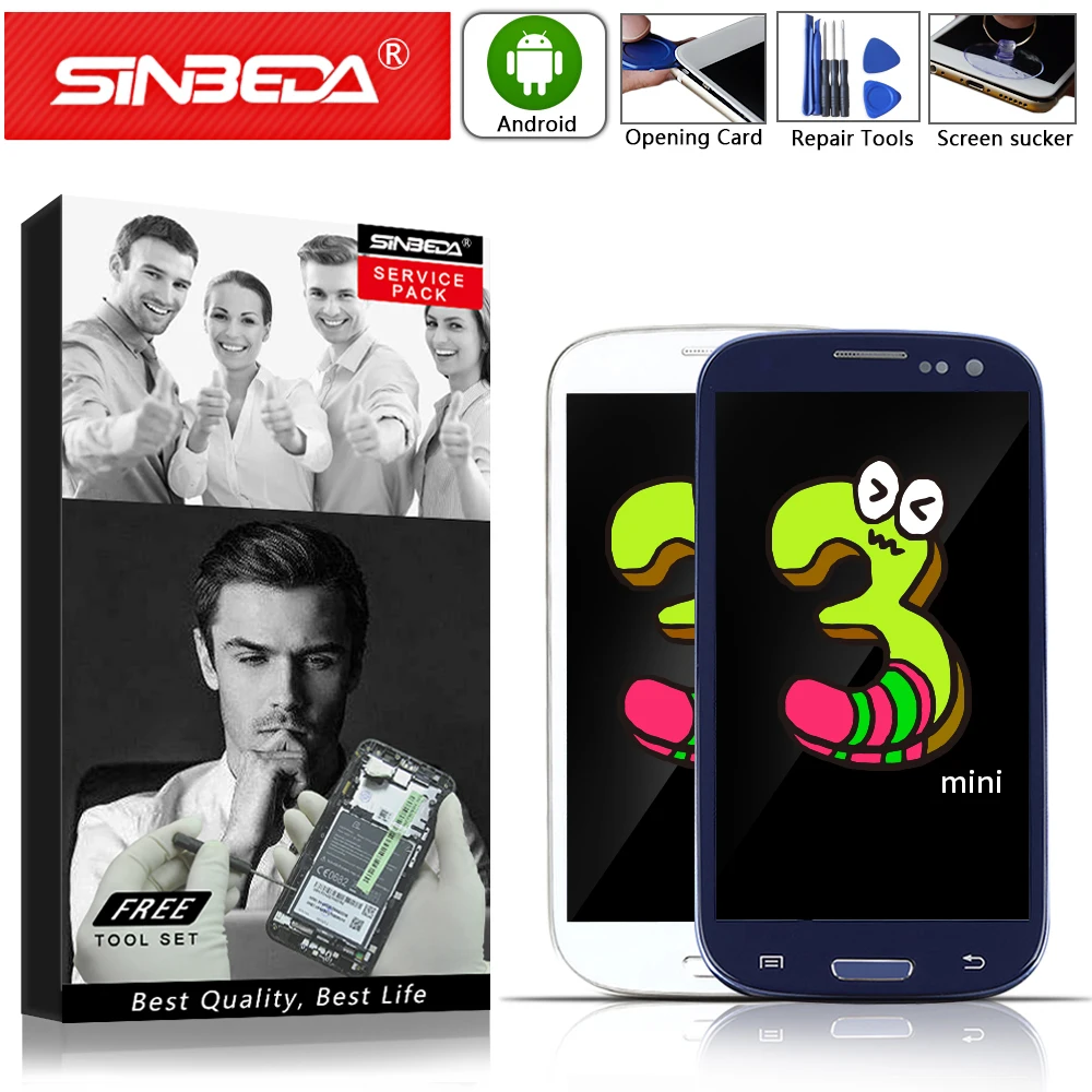 Супер AMOLED 4,0 дюймов протестирован для SAMSUNG Galaxy S3 Mini i8190 i8190N i8195 сенсорный ЖК-экран с рамкой Замена дисплея