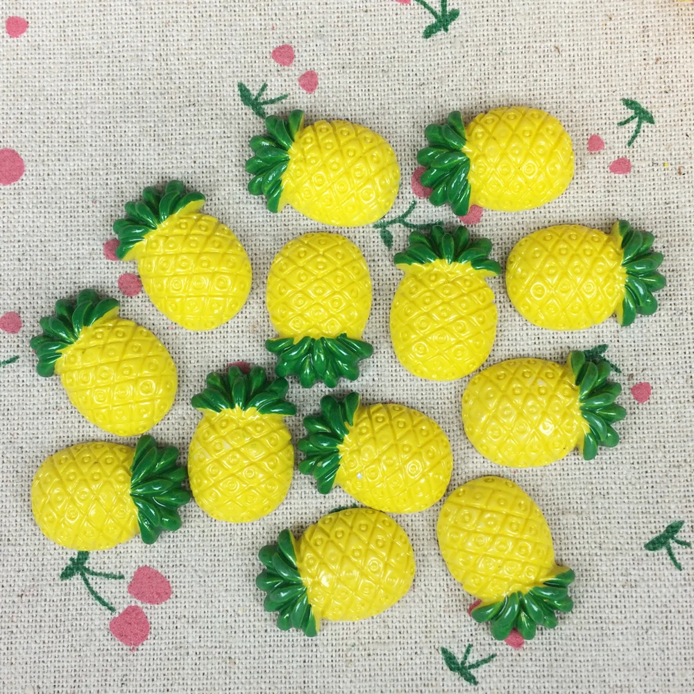 

10 Pieces Flat Back Resin Cabochon Kawaii Miniature Fake Fruit Pineapple DIY Flatback Decorative Craft Scrapbooking:20*25mm