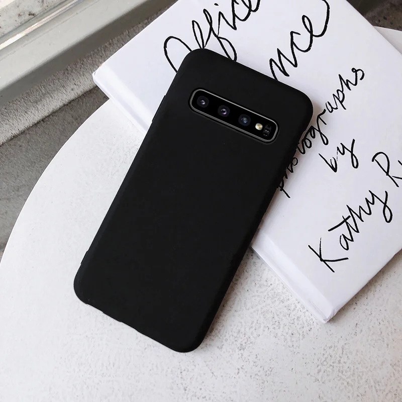 Black Чехол для samsung galaxy s10 s9 s8 plus a50 a51 a71 note 8 9 10 s10e s11 lite s7 edge, чехол funda caps etui, тонкий мягкий чехол для телефона - Цвет: Black