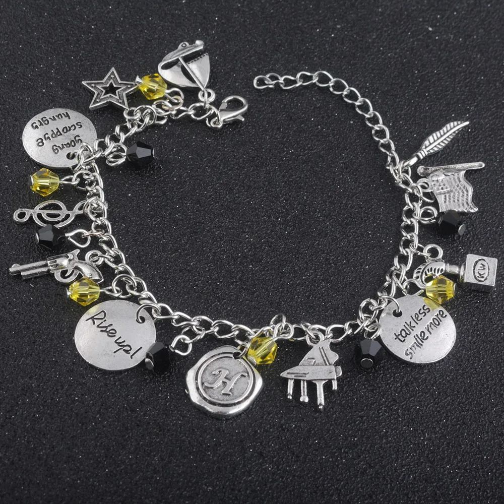 RJ классические браслеты Hamiltons Broadway музыкальный Rise up Star пистолет музыкальный символ лист леди браслеты для девочек модные ювелирные изделия подарки