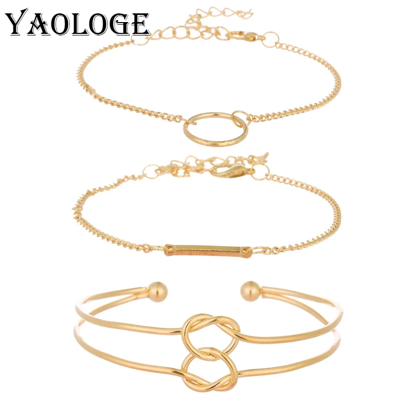 YAOLOGE Лидер продаж простой металлический браслет со стрелой модный из золотого