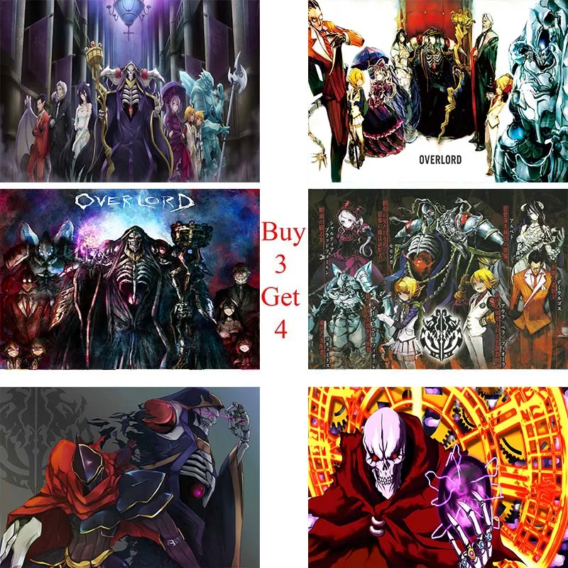 Overlord Ainz Ooal ужас мультфильм постеры стикер на стену хорошее качество глянцевый