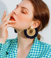2019 za tassel earrings for women big fringe earings fashion jewelry female round party gifts bohemian hanging drop earrings new
