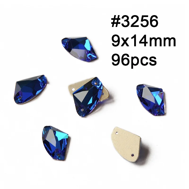 Galactic 9X14 96pcs Разные размеры Форма Стразы 243 голубое стекло Швейные Кристаллы с плоской задней частью 2 отверстия Свободные Стразы шьют на Стразы для женского платья - Цвет: Galactic 9X14 96pcs