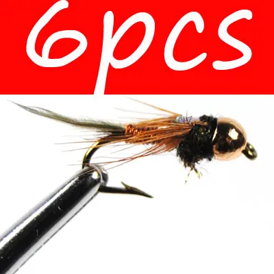 6PCS Bimoo Beadheads Nymph медь Джон муха латунная головка Nymph камень муха приманка отправка коробки - Цвет: 6PCS