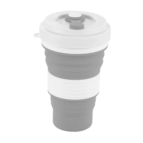 grey-550ml 550 мл складной силиконовый чехол для кружки Складная кружка с крышкой походная кружка для воды кофейная кружка спортивная для питья вода бутылка для питья инструменты - Цвет: grey-550ml