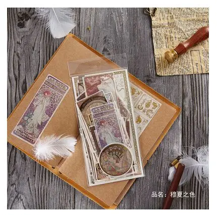 Vintage Mucha epic 60 шт./лот, винтажные цветы, пышные зеленые листья растений, плакат для девочек Mucha epic, декоративная наклейка, сделай сам, планировщик, скрапбук, наклейки с указателем - Цвет: Vintage Mucha epic