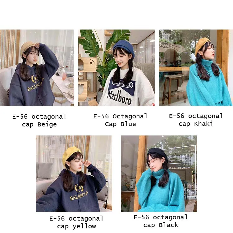DRESSUUP Зимние береты Лолиты Femme береты шапки для женщин одноцветные Восьмиугольные шапки осенние женские повседневные Ретро берет живописца шляпа