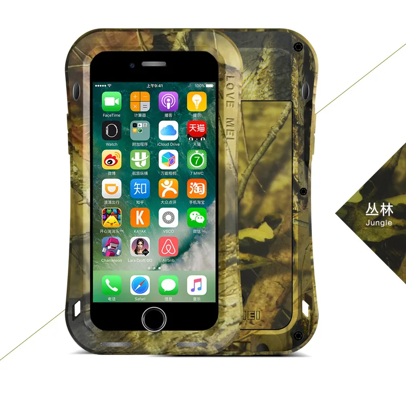 Love Mei Powerful CAMO SERIES small waist Case Cover for iPhone 7 Plus Waterproof Shockproof Aluminum case with Tempered Glass | Мобильные