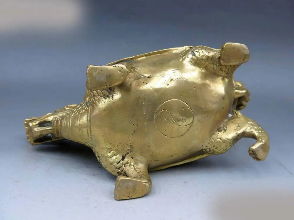 DS китайская латунная медная фэн-шуй резной дракон животного статуя черепаха | Дом