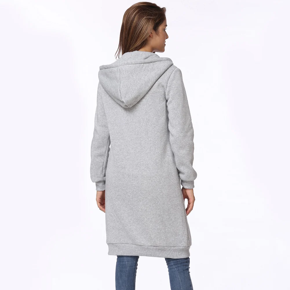 Женская толстовка с капюшоном и длинным рукавом на молнии|Женские толстовки