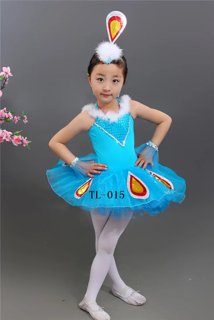 Танцевальное платье с павлином для девочек танцевальное в китайском стиле