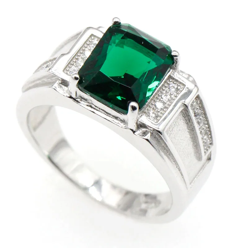 

925 Sterling Silver Women Ring Rectangle Green/Red Color Cubic Zircon Ring For Women Wedding Jewelry Valentine's Day Gift