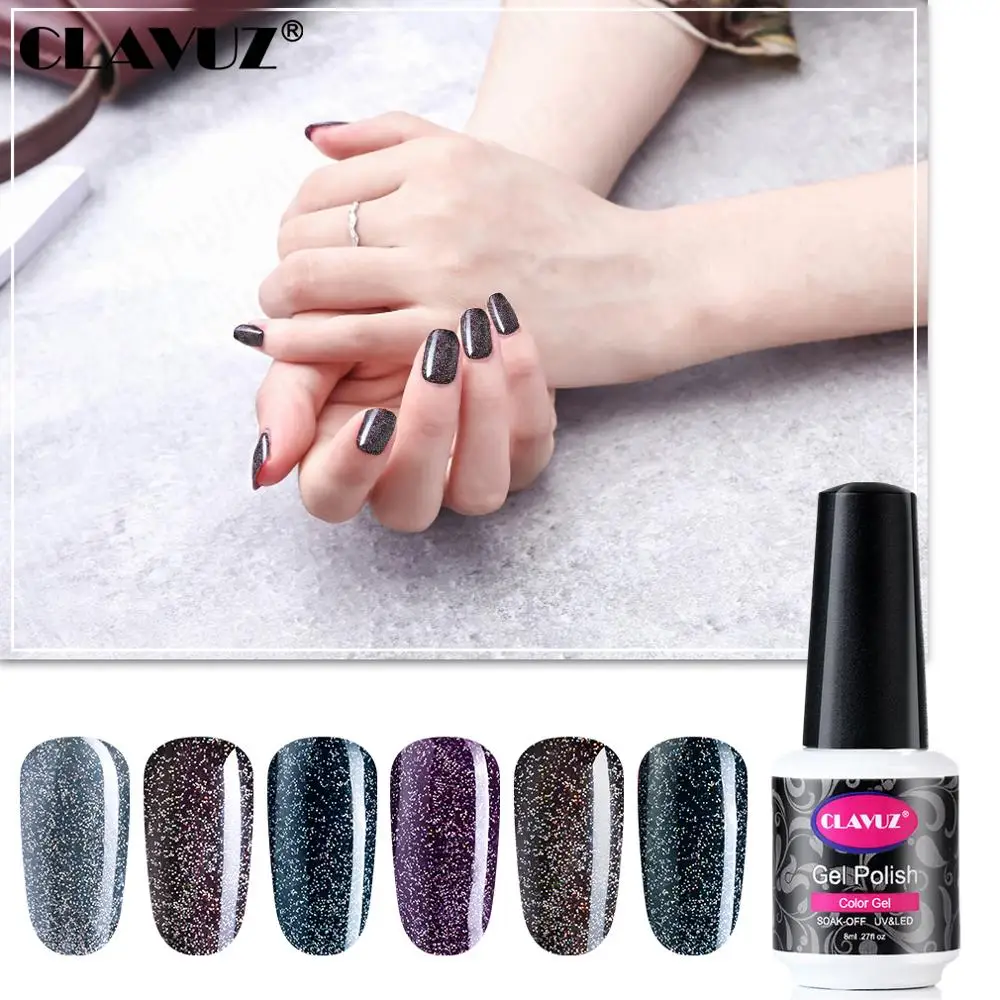 Черный Алмазный гель для ногтей CLAVUZ блестящий отмачиваемый УФ-светодиодный лак