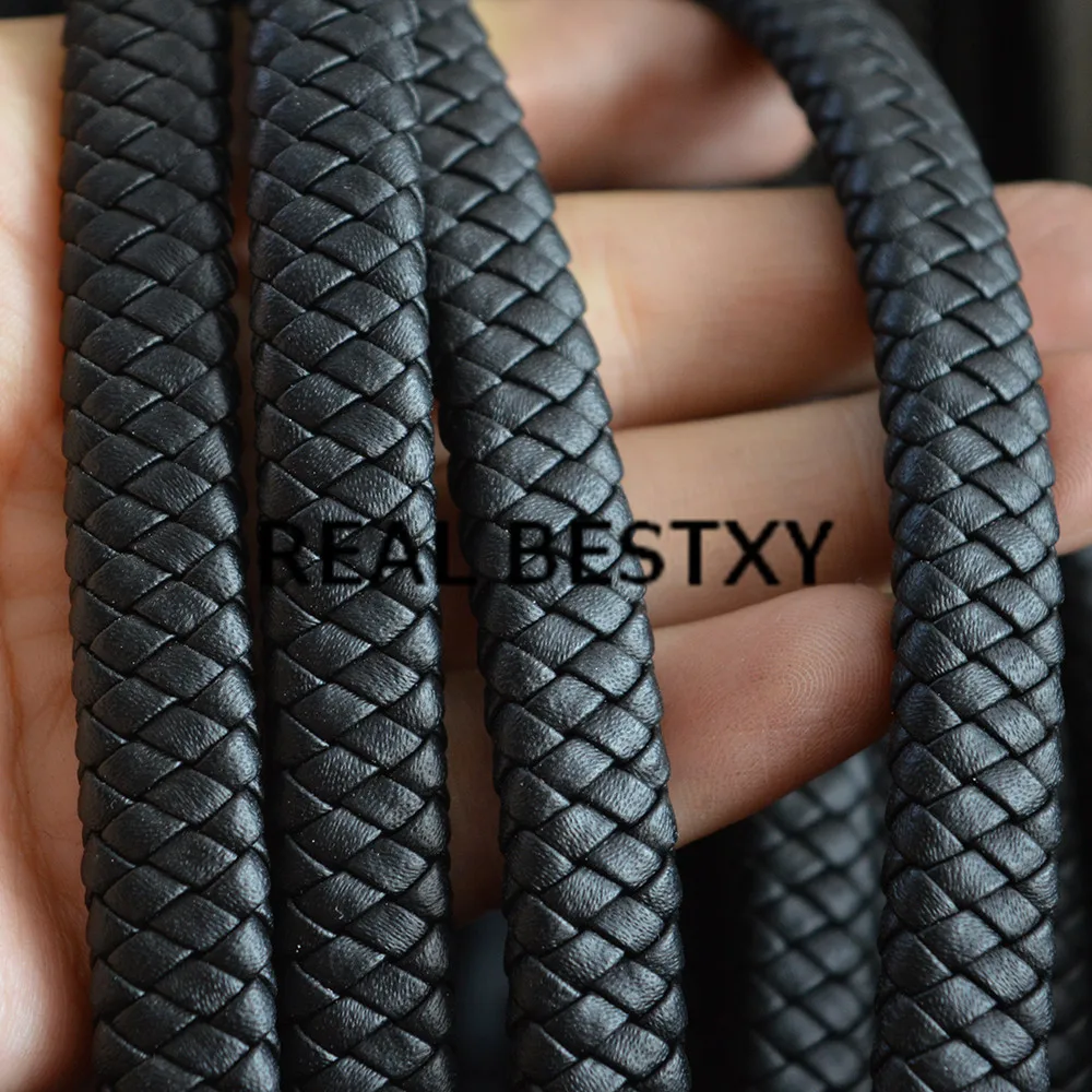 Реальный BESTXY 5 м/лот 12*6 мм черный плетеный плоский кожаный шнурок из натуральной