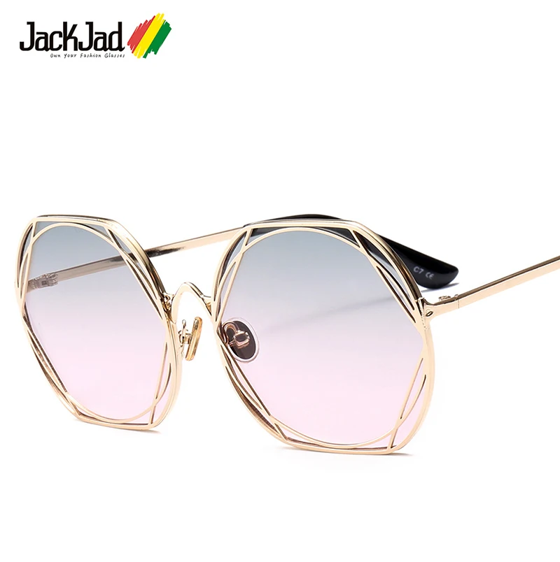 

JackJad Fashion Women Hexagon Metal Mesh Frame Cool Style Sunglasses Gradient Brand Design Sun Glasses UV400 Oculos De Sol 18044