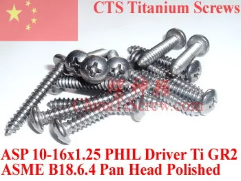 

Titanium screws 10x1.25 Pan Head 2# Phillips Driver Ti GR2 Polished 50 pcs