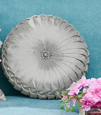light grey round 3D Ручная работа алмазная круглая подушка, домашний декор белый цвет слоновой кости Розовый Цветы Чехол для подушки 35x35 см с наполнением - Цвет: light grey round