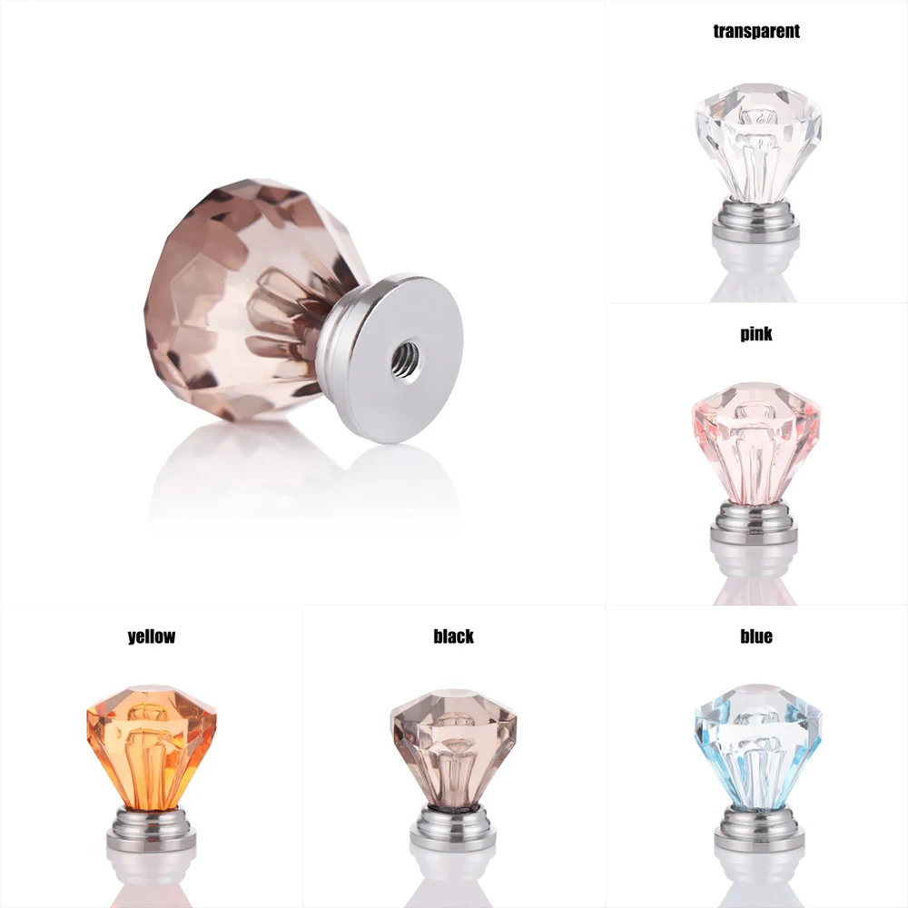 2 шт. Алмазная форма дизайн хрустальные стеклянные ручки кухонный шкаф двери