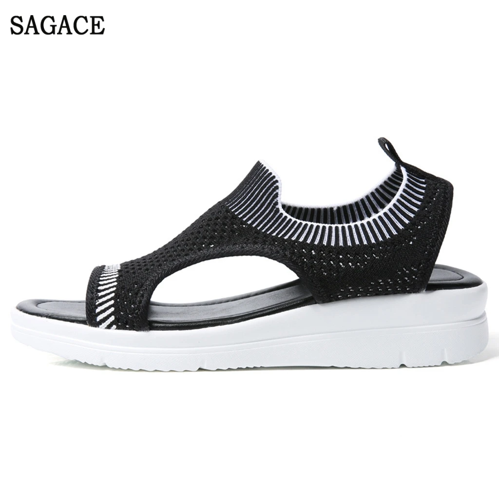 Женские шлепанцы на толстой платформе SAGACE черные повседневные сандалии из флока