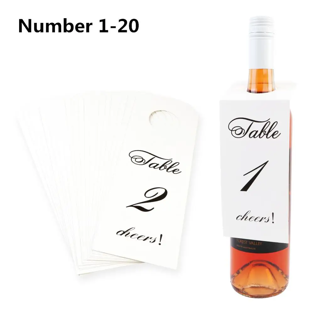 Wine 1-20 Number OurWarm Свадебный двусторонний бумажный стол номер карты винный стол этикетки знак день рождения деревенский Бохо Свадебная вечеринка украшения - Цвет: Wine 1-20 Number