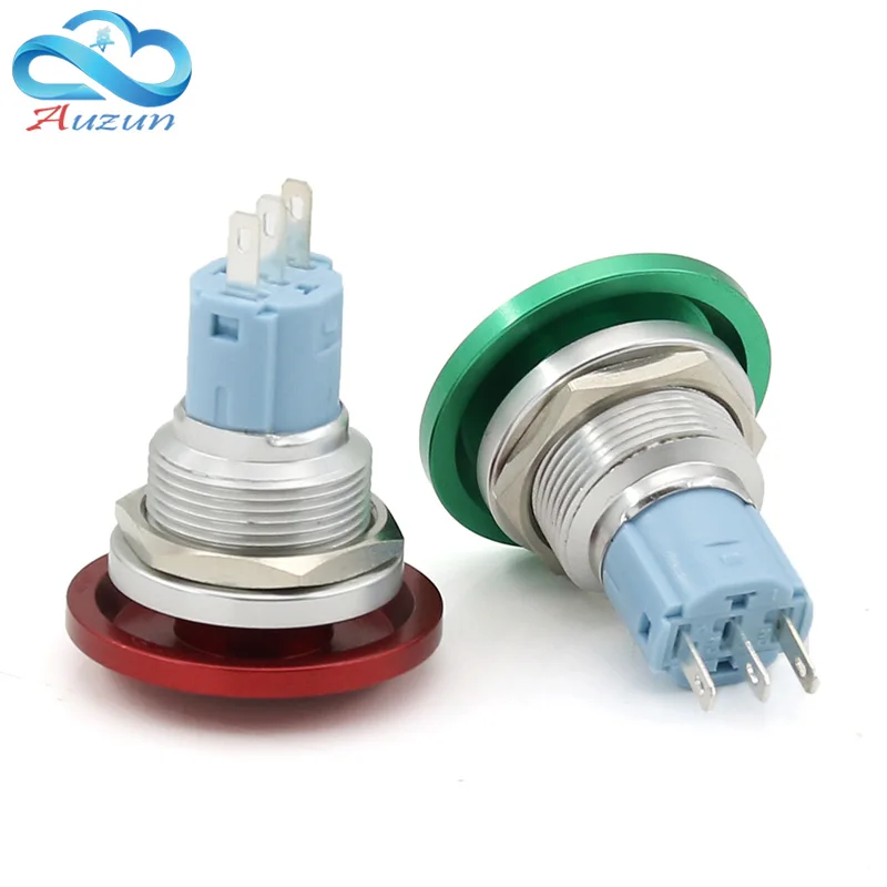 Металлический кнопочный переключатель 19 мм плоская головка самоблокирующаяся