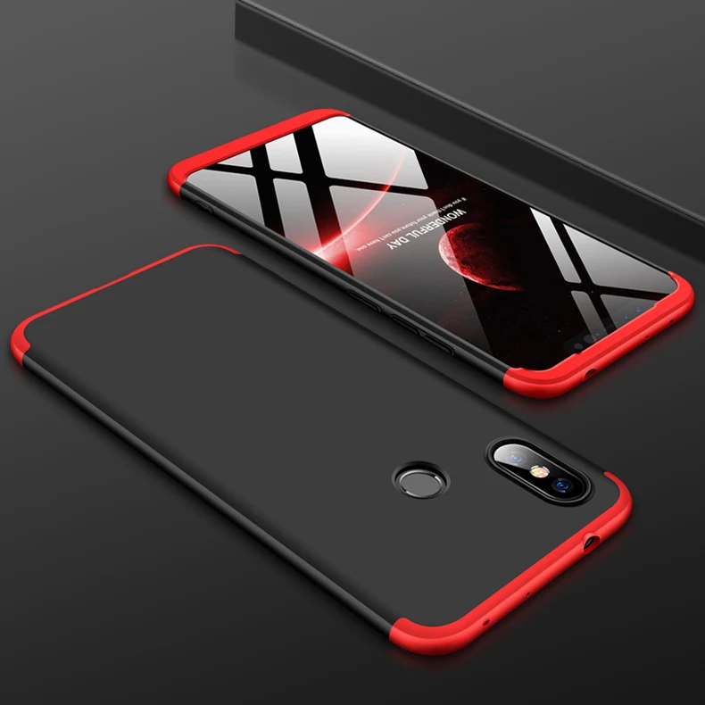 GKK чехол для Xiaomi Redmi Note 8 7 6 5 pro чехол 360 все включено 3 в 1 противоударный матовый чехол для Redmi note 6 5 Чехол - Цвет: Red black red