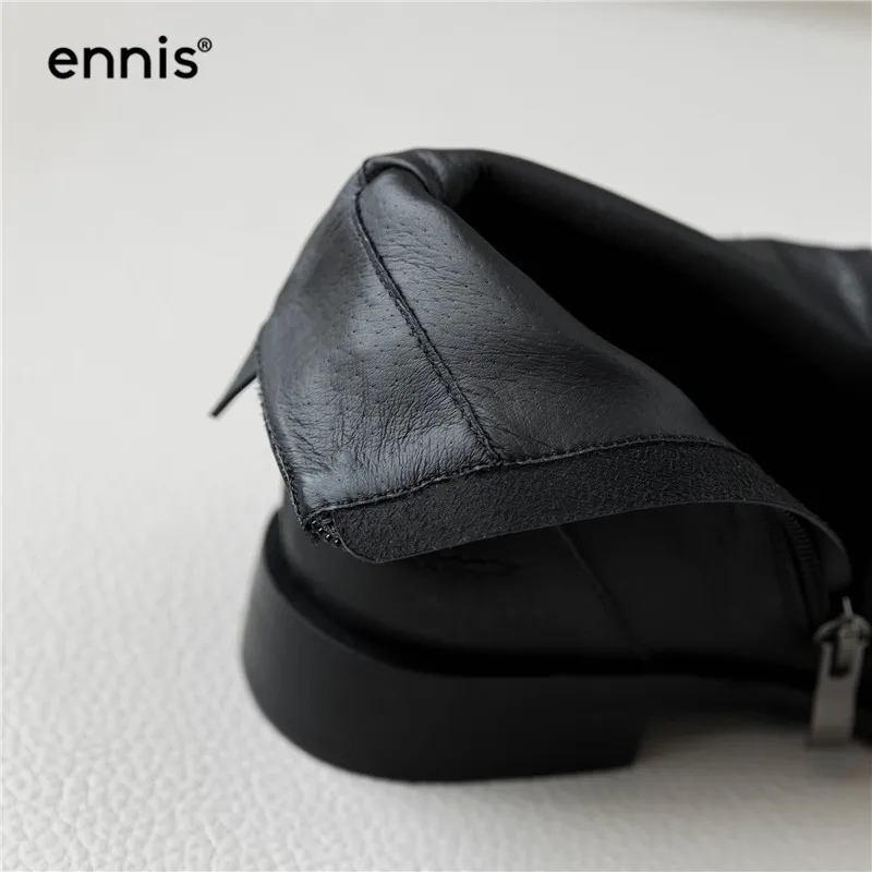 ENNIS/; черные ботинки на плоской подошве; женские ботинки из натуральной кожи; Осенняя обувь на низком каблуке; белые дизайнерские женские ботинки «Челси»; модная обувь; A962