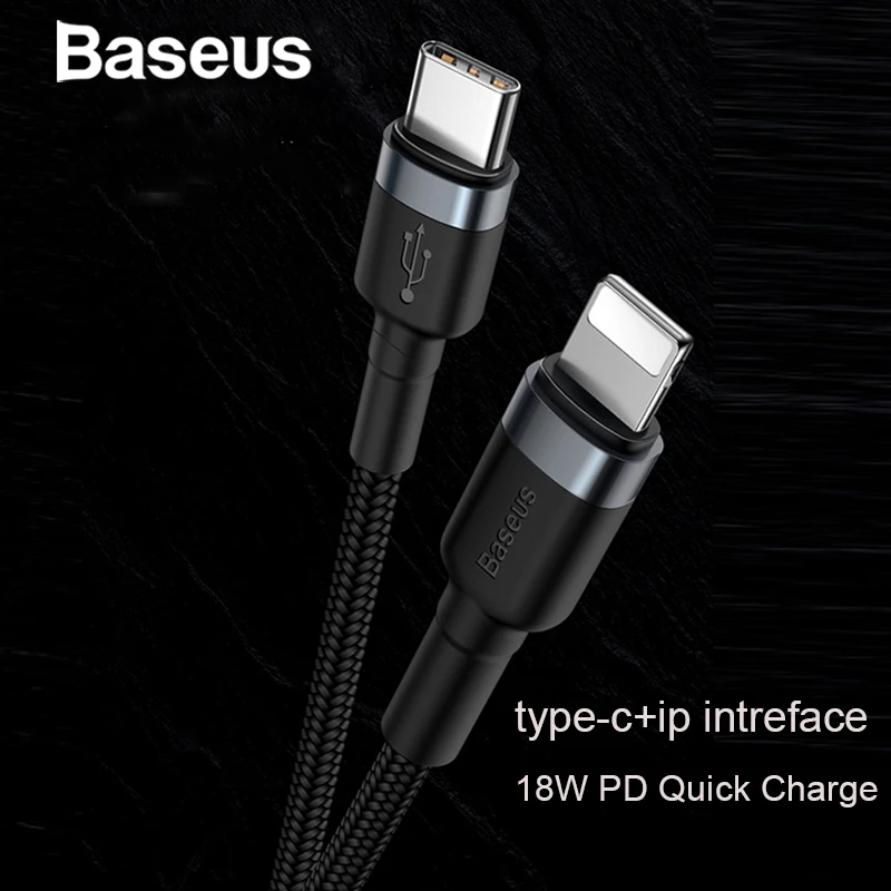 Кабель usb type-C Baseus для iPhone XR Xs Max 8 8 Plus 11 18 Вт PD кабель для быстрой зарядки для Lightning Кабель для быстрой зарядки данных