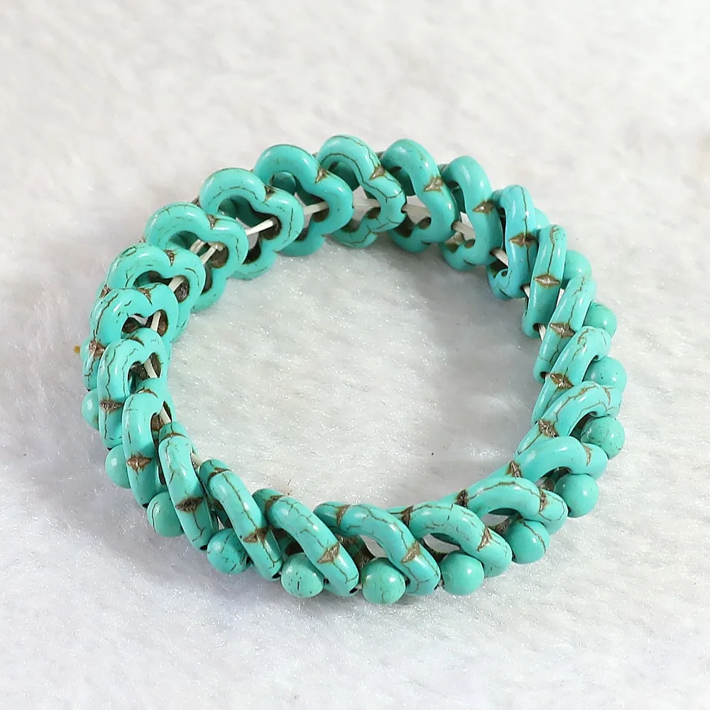 Модные 20x6 мм Разноцветные calaite бирюзовый камень Бусины Подсолнух DIY Браслеты для