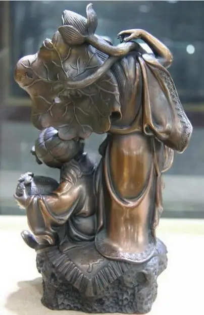 Cobre бронза famosos Lotus folha Dois Meninos Hehe Hop Immortals Deus Buda | Дом и сад