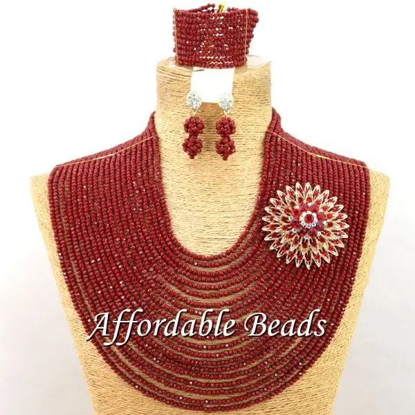 Красный Кристалл Свадебный комплект чудесный нигерийский ювелирный набор