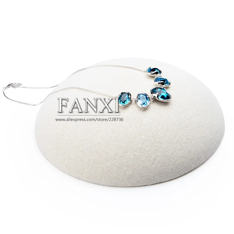 

FANXI Concise Necklace Bracelet Holder Stand Beige Linen Jewelry Display Stand Shop Decoration Exhibitor