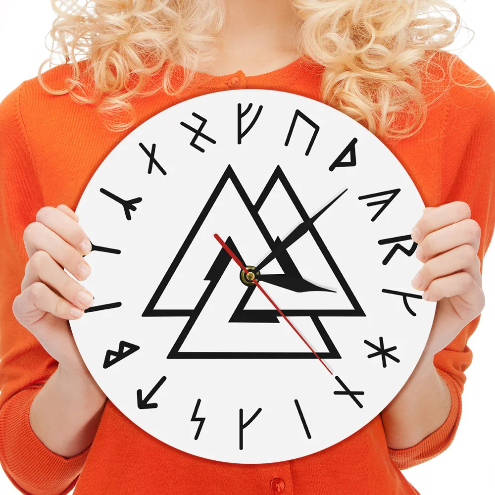 Настенные часы Valknut Odin символ викингов руны современные настенные викинги компас