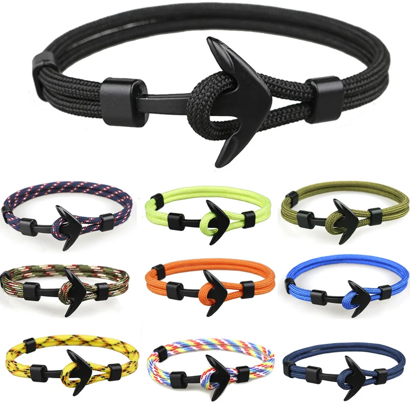 Горячая Распродажа Модный черный якорь браслеты для мужчин и женщин Шарм 550