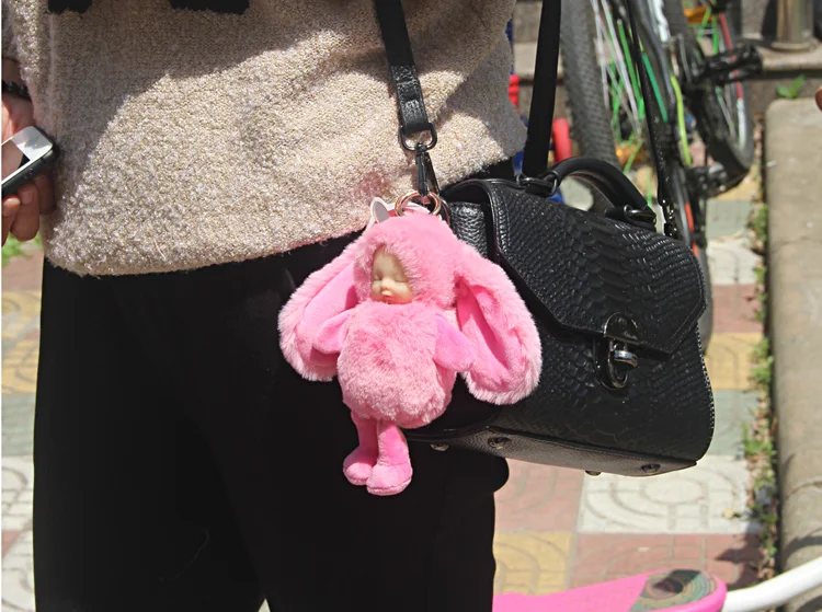 Новые милые спящие Детские куклы брелоки для женщин сумка кольцо для ключей с игрушкой пушистый помпон искусственный мех Плюшевые брелоки случайная отправка