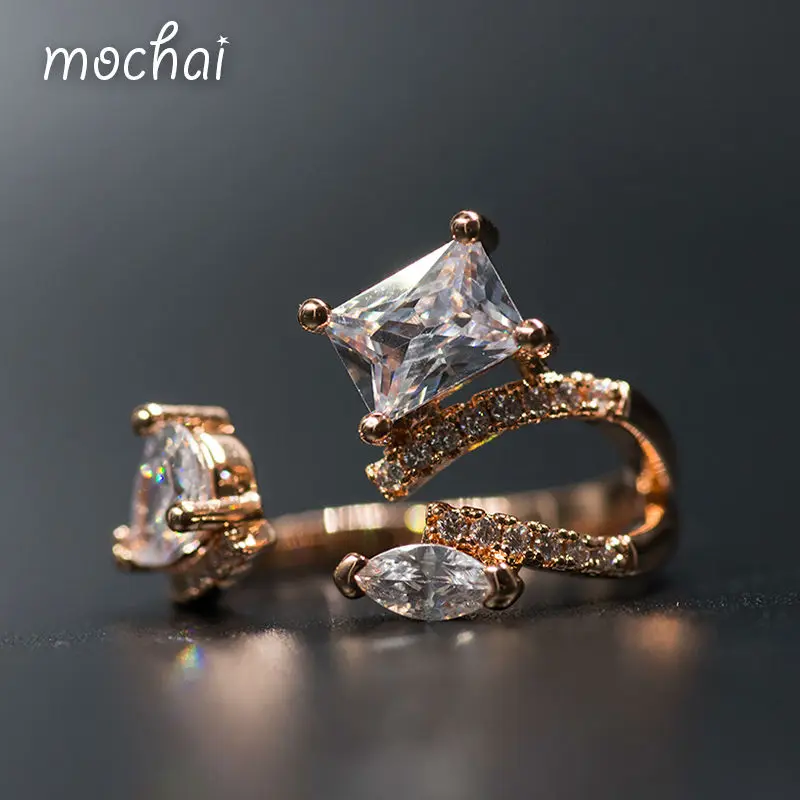 Простой crystle18k Золотой квадрат и Овальный Шарм манжеты Кольца проложить AAA