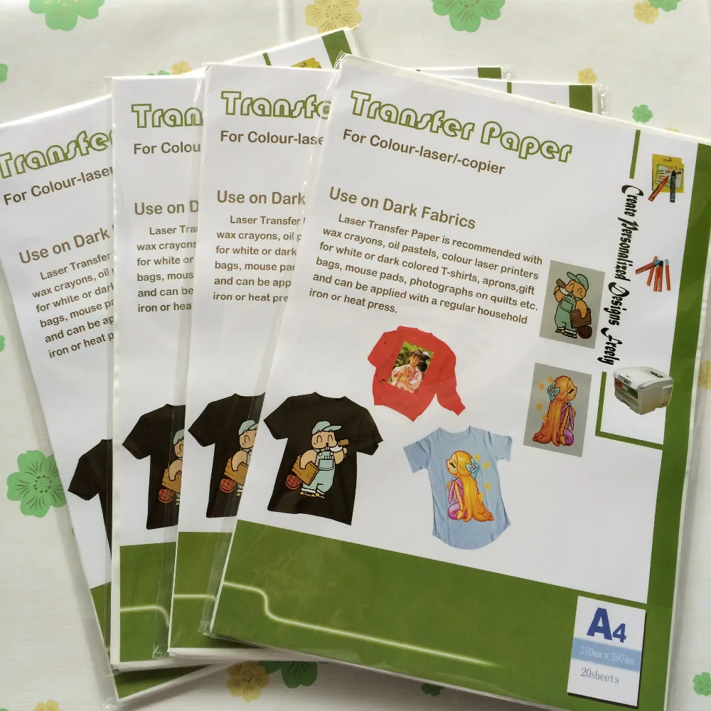 Темный цвет 80 шт. * A4 лазерная Термотрансферная бумага футболка ткань оптовая