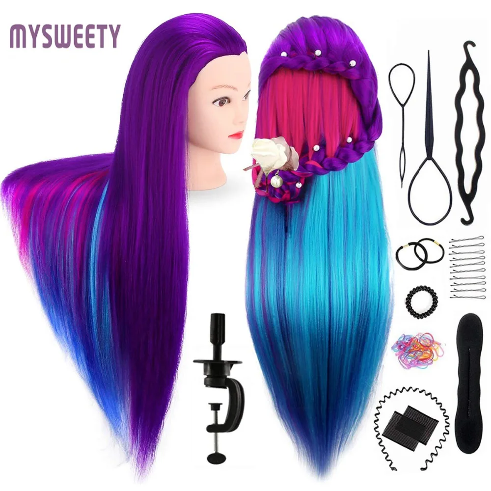 26 Inch Cosmetology Doll Head Practice Styling Hairdressing Training Braiding Heads Mannequin Manikin Head