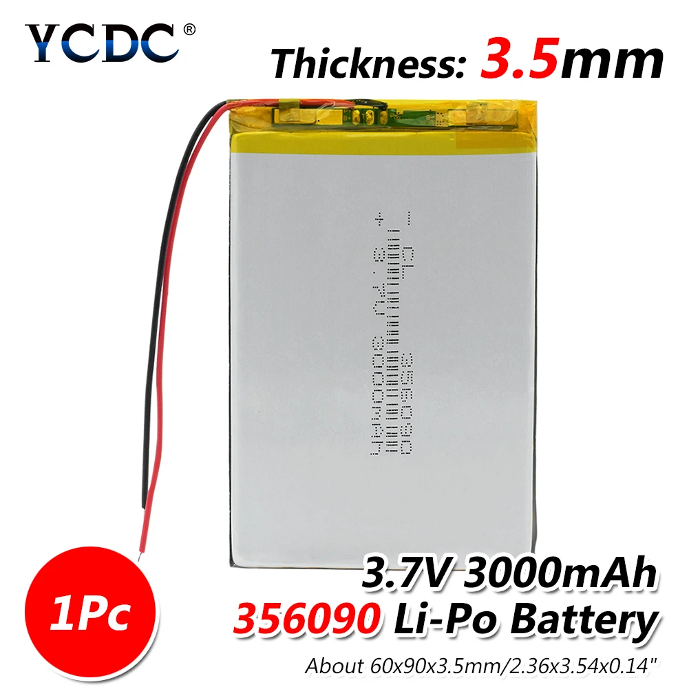 1 piece 1/2/4x356090 литий-ионный аккумулятор Батарея 3,7 v 3000 мА/ч, Перезаряжаемые Li-Po литий-полимерные батареи MP5 gps электронная книга планшетный Батарея заменить - Цвет: 1 piece