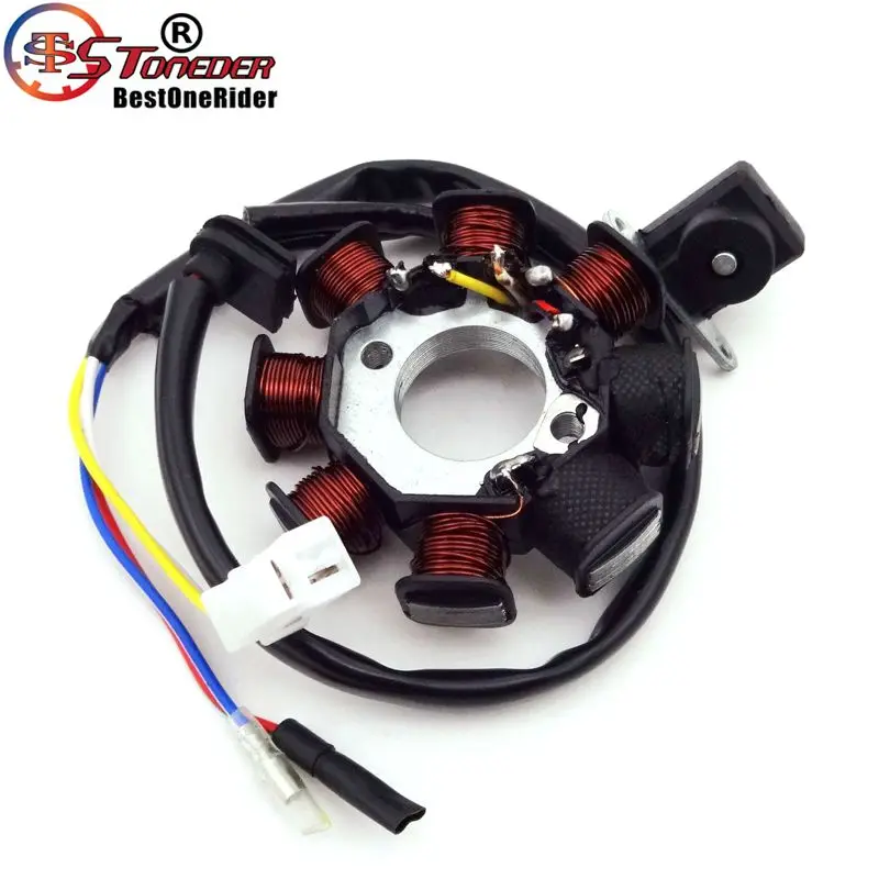 Стоундер 8 Катушек статор магнето для GY6 49cc 50cc двигатель Sunl Roketa Vespa Jonway Znen Jmstar Kazuma китайский мопед скутер