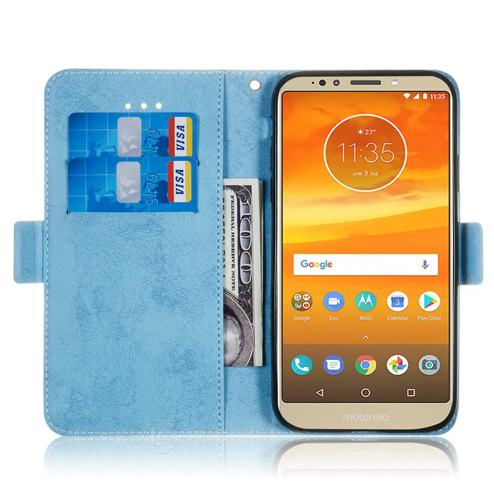 Ретро Чехол для Motorola MOTO E5 + Plus флип кошелек кожаный чехол телефона силиконовый MotoE5