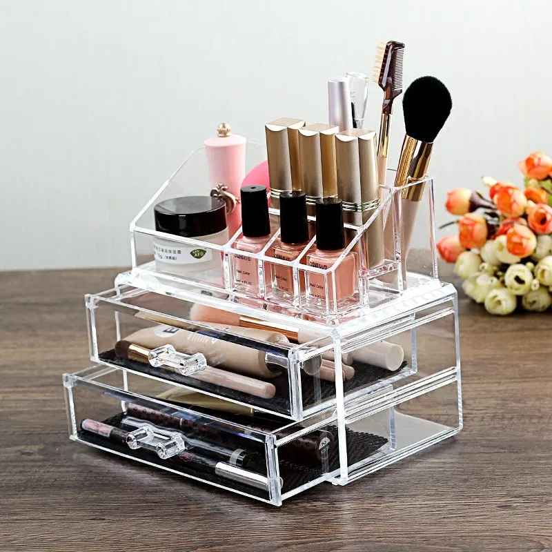 Акриловый ящик для хранения косметики органайзер жидкого макияжа чехол кистей